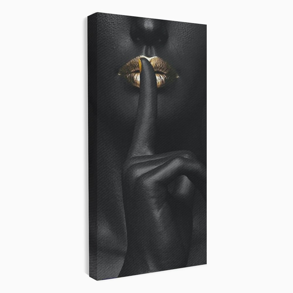 Tablou canvas cu tablou canvas cu buze si deget, fara rama, pe sasiu de lemn